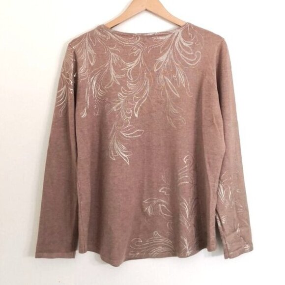 Chico's Foil Detail V-neck Pullover Sweater Size 2 (=L) - Picture 7 of 8